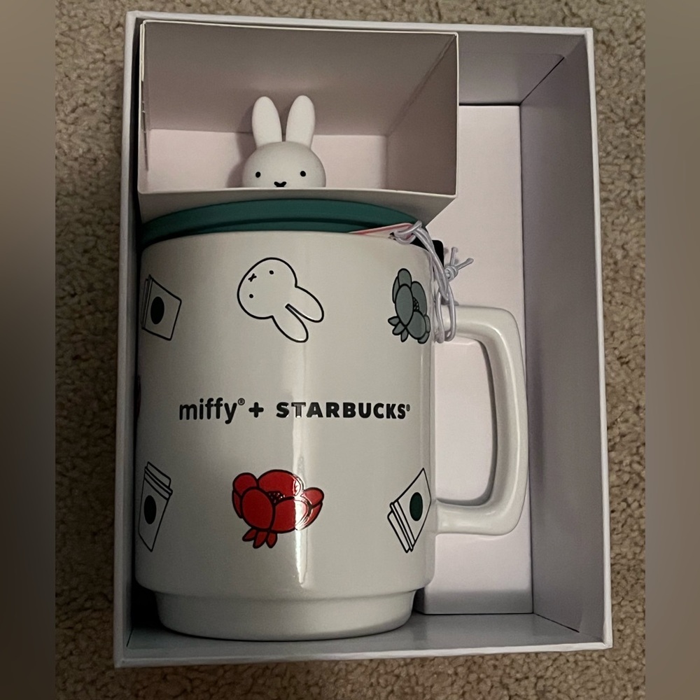 Starbucks x Miffy White Ceramic Mug with Green Lid
